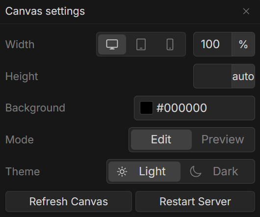 canvas setting